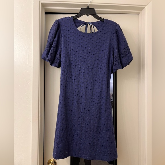 NWT Free People Apricot Rose Puff Sleeve Eyelet Dress in Living Indigo - Picture 6 of 14